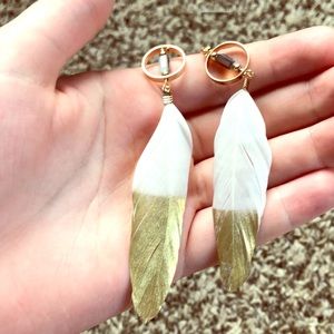Gold dipped feather earrings